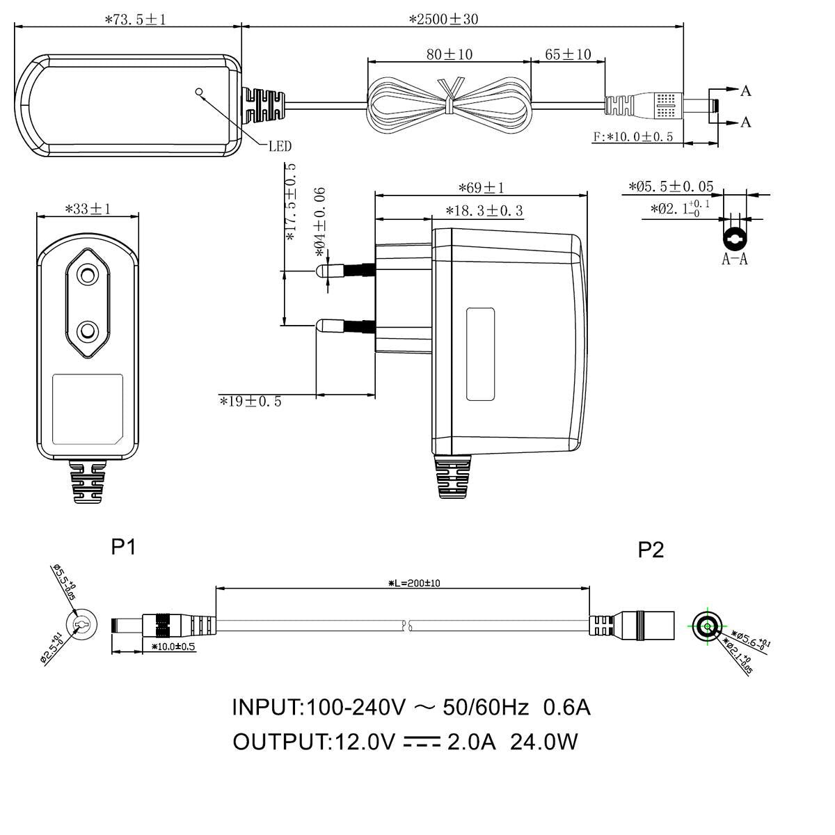 GEQUDIO 12V 2A Netzteil Ladegerät für Kinder Elektroauto – Universal Adapter für LED-Streifen, Stoov Wärmekissen, Kamera, Router, Magenta TV Box – 100–240V Netzadapter 5,5x2,1mm 5,5x2,5mm