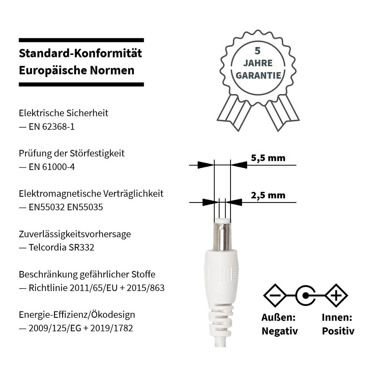 GEQUDIO GNX-42 Netzteil 12V / 3,5A kompatibel für alle AVM Fritzbox WLAN Router und Telekom Speedport Smart – Extra langes Kabel 2,5m – Passend weiß für Fritz Box 7590 DSL, Cable, LTE – Fritz!Box