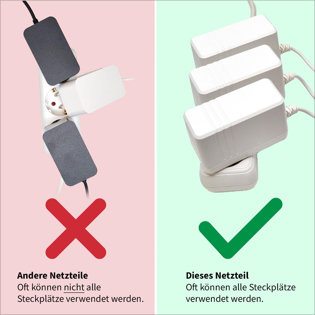 GEQUDIO GNX-42 Netzteil 12V / 3,5A kompatibel für alle AVM Fritzbox WLAN Router und Telekom Speedport Smart – Extra langes Kabel 2,5m – Passend weiß für Fritz Box 7590 DSL, Cable, LTE – Fritz!Box