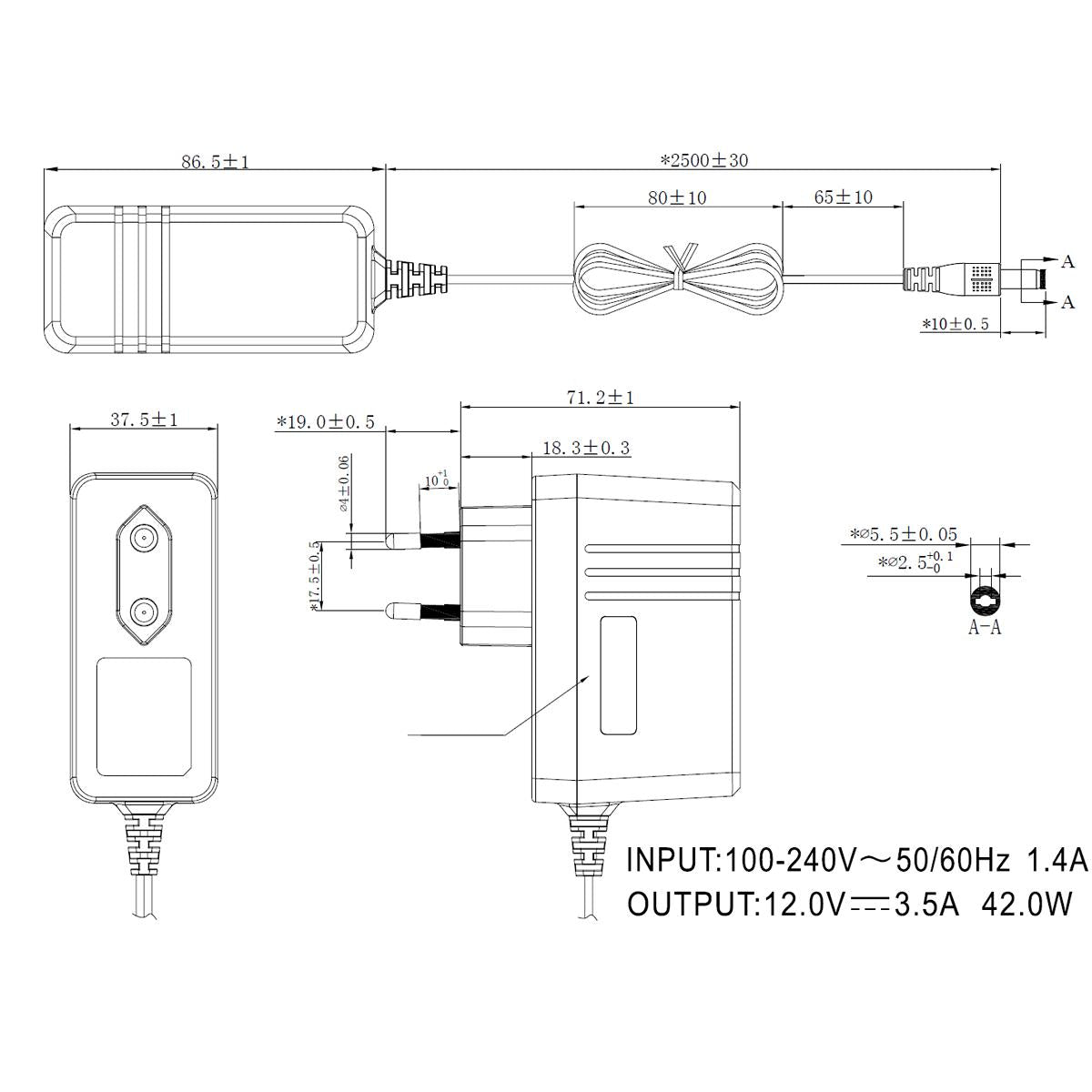 GEQUDIO GNX-42 Netzteil 12V / 3,5A kompatibel für alle AVM Fritzbox WLAN Router und Telekom Speedport Smart – Extra langes Kabel 2,5m – Passend weiß für Fritz Box 7590 DSL, Cable, LTE – Fritz!Box