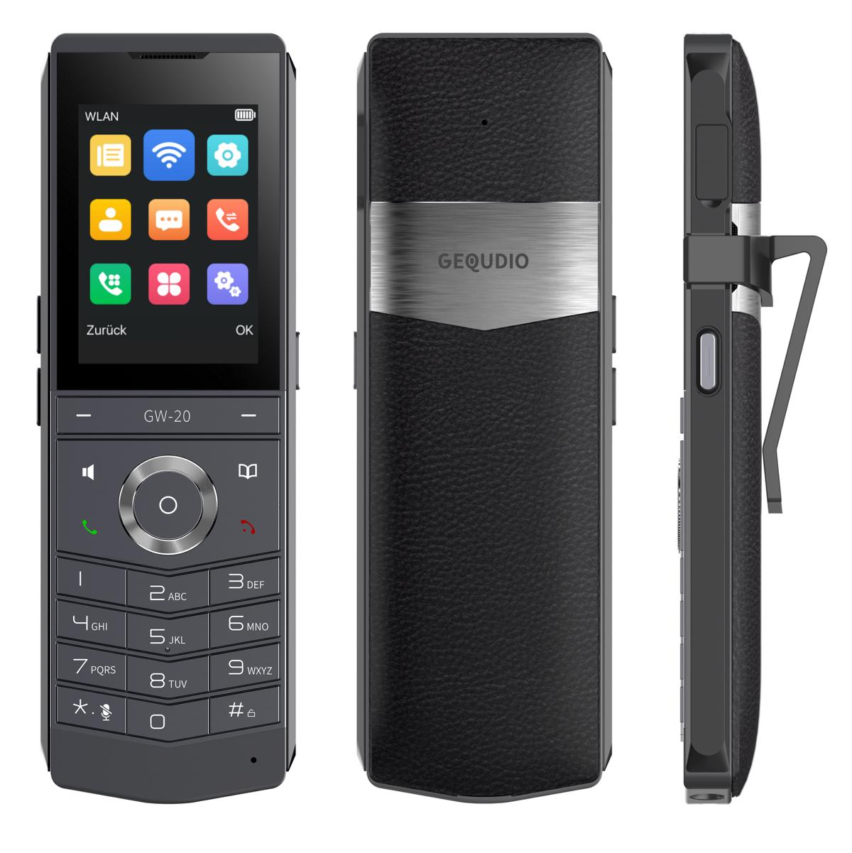 GEQUDIO IP Telefon schnurlos GW-20 mit Ladeschale für Fritzbox, Telekom, SIP kompatibel - Premium Freisprechen & Bluetooth - Dualband Wi-Fi 6 mit WLAN Roaming IP67 wasserdicht