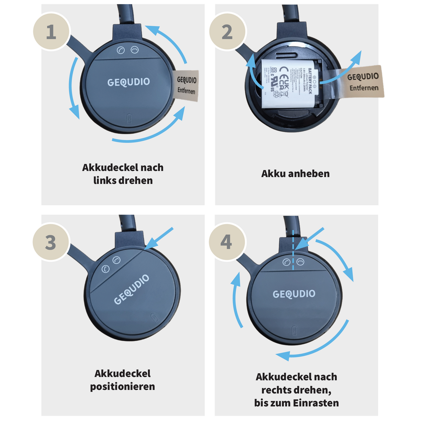 GEQUDIO Akku Batterie Ersatz für GC Serie - Zubehör für GC Serie - Originalzubehör von GEQUDIO passend nur für GC-1 GC-2 GC-4