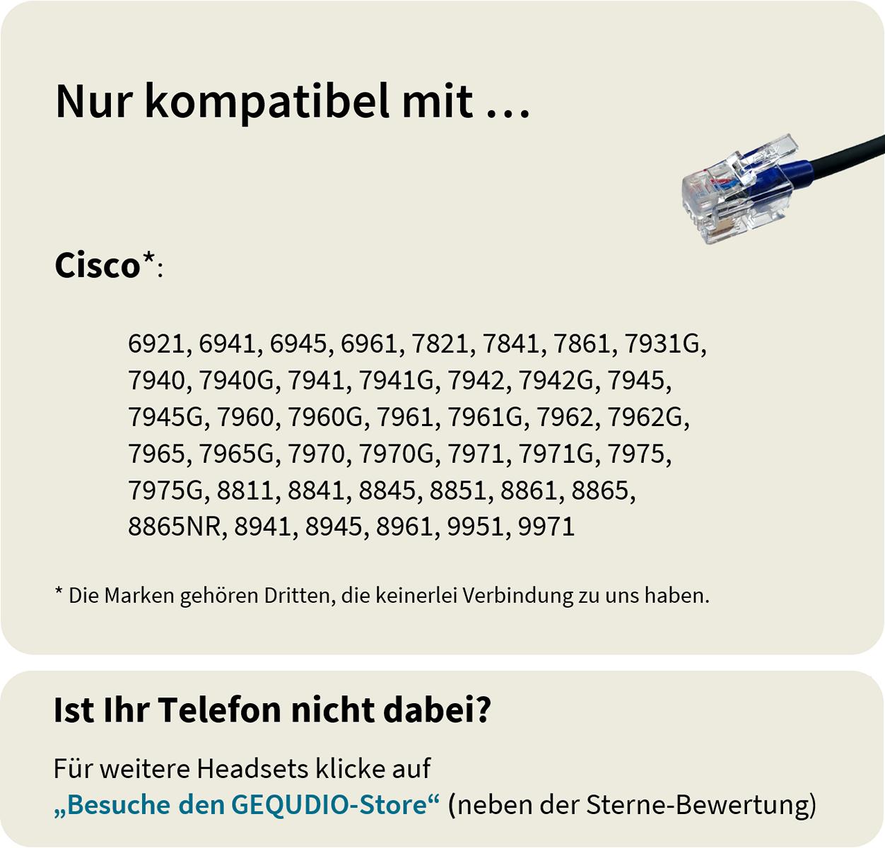 GEQUDIO Headset kompatibel mit Cisco Telefon (1-Ohr)