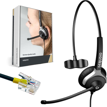 GEQUDIO Headset für GX- und GZ-Serie kompatibel für GX5+ GX7+ GZ-2 GZ-6 GZ-8, Poly/Polycom und Gigaset-RJ Telefon (1-Ohr)