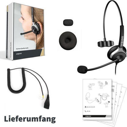 GEQUDIO Headset für GX- und GZ-Serie kompatibel für GX5+ GX7+ GZ-2 GZ-6 GZ-8, Poly/Polycom und Gigaset-RJ Telefon (1-Ohr)