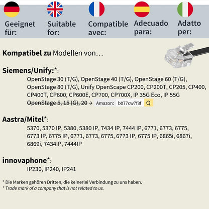 GEQUDIO Headset kompatibel mit Unify OpenStage 30 40 60 80 und OpenScape Serie Telefon (1-Ohr)