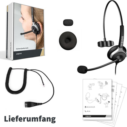 GEQUDIO Headset kompatibel mit Unify OpenStage 30 40 60 80 und OpenScape Serie Telefon (1-Ohr)