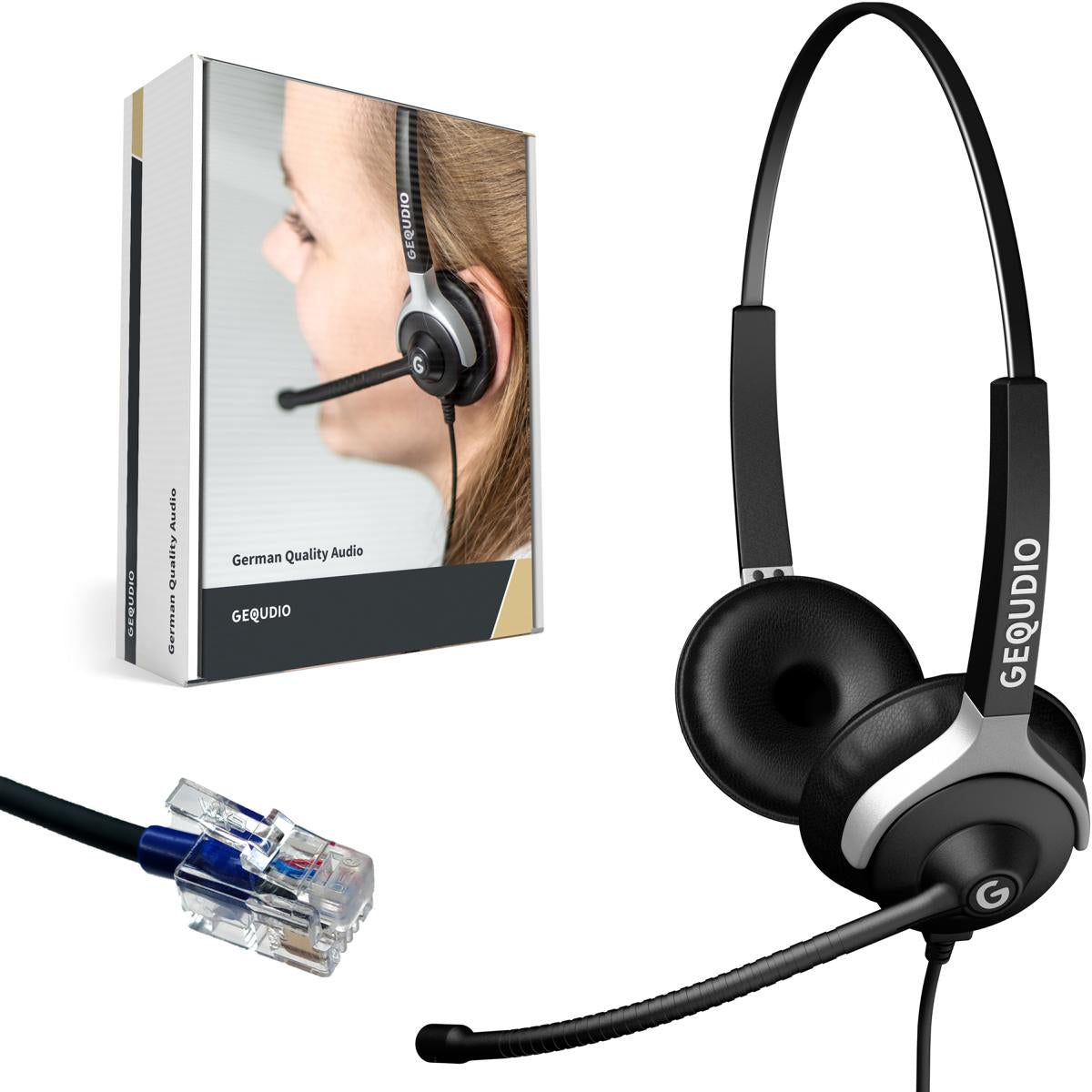 GEQUDIO Headset kompatibel mit Cisco Telefon (2-Ohr)