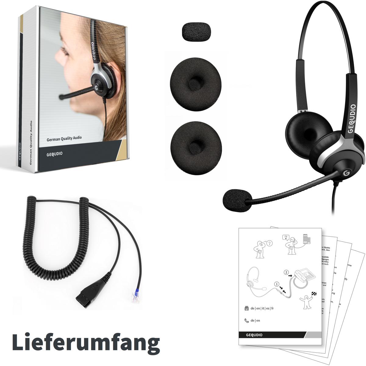 GEQUDIO Headset kompatibel mit Cisco Telefon (2-Ohr)