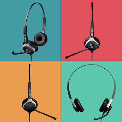 GEQUDIO Headset kompatibel mit Cisco Telefon (2-Ohr)