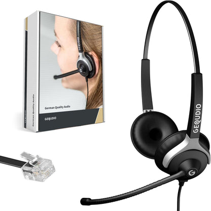 GEQUDIO Headset kompatibel mit Unify OpenStage 30 40 80 80 und OpenScape Serie Telefon (2-Ohr)