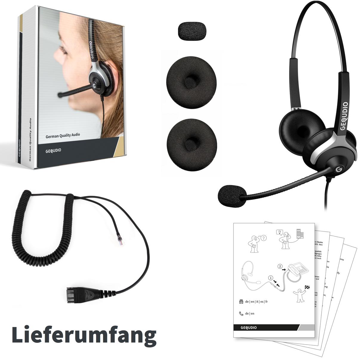 GEQUDIO Headset kompatibel mit Unify OpenStage 30 40 80 80 und OpenScape Serie Telefon (2-Ohr)