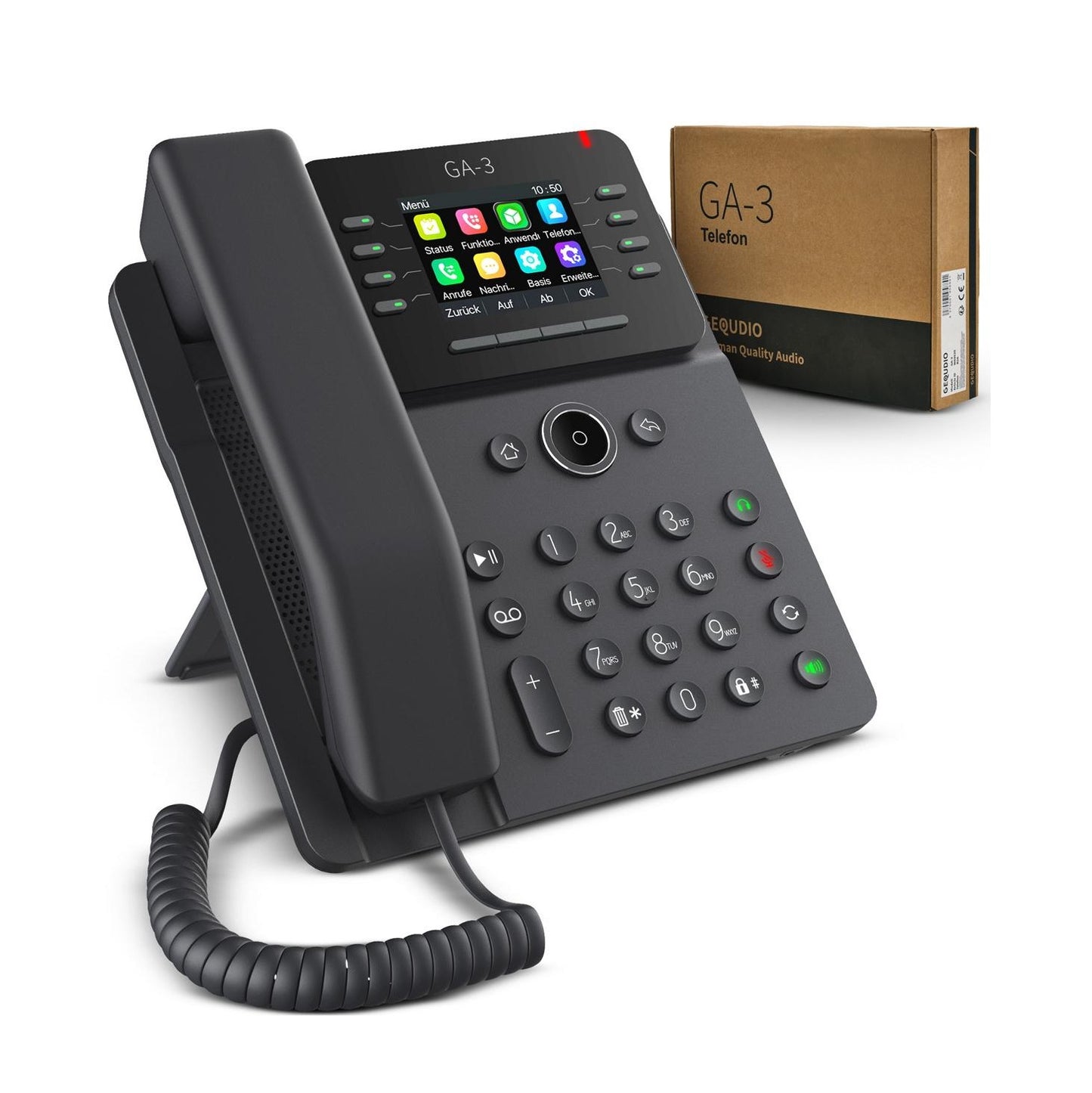 GEQUDIO GA-3 Telefon mit Anrufbeantworter - Schnurgebundenes Festnetztelefon Freisprechfunktion & Farbdisplay - Deutsche Anleitung für Router TAE oder FON Anschluss [Deutsche Version]