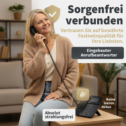 GEQUDIO GA-3 Telefon mit Anrufbeantworter - Schnurgebundenes Festnetztelefon Freisprechfunktion & Farbdisplay - Deutsche Anleitung für Router TAE oder FON Anschluss [Deutsche Version]