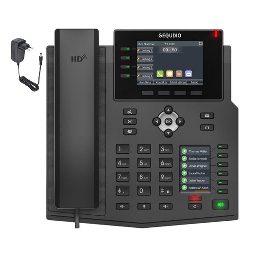 GEQUDIO IP Telefon GX5+ mit Netzteil - Fritzbox, Telekom kompatibel