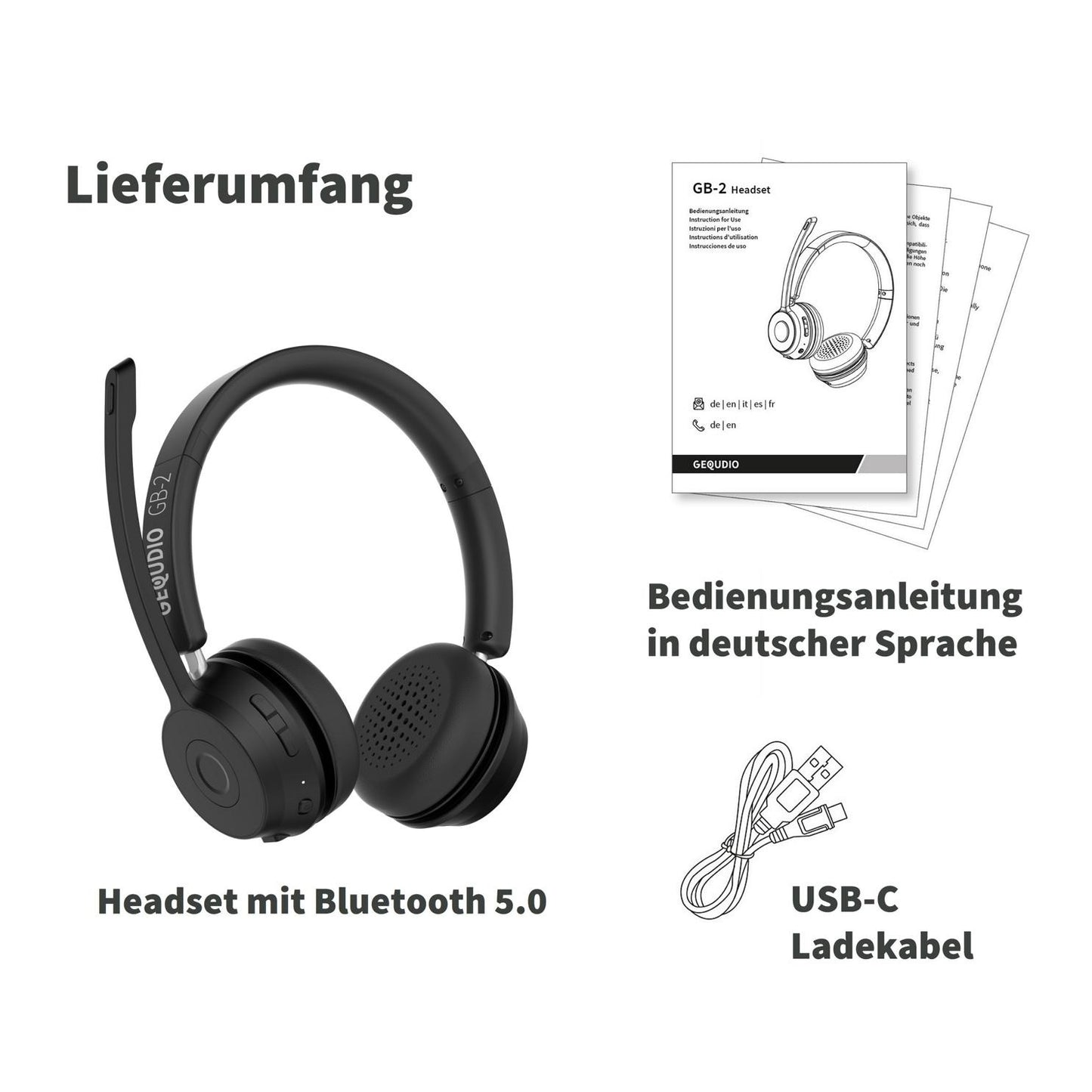 GEQUDIO Schnurlos Headset GB-2 (ohne USB-Adapter)