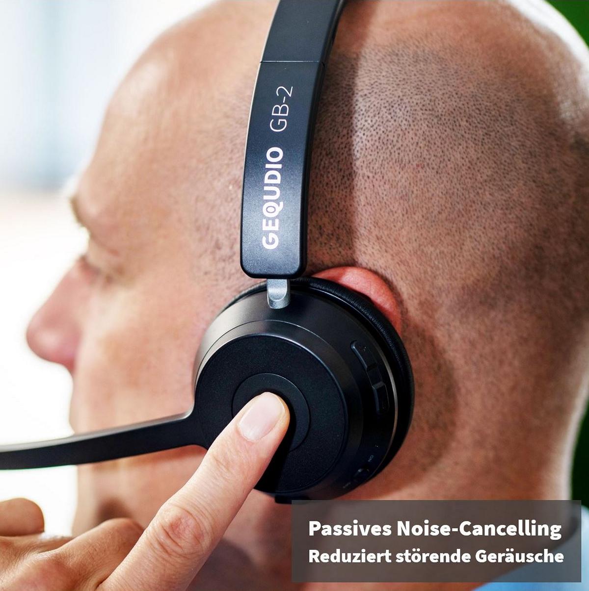 GEQUDIO Schnurlos Headset GB-2 mit Ladestation (mit USB-Adapter)