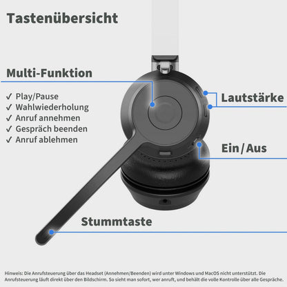 GEQUDIO Schnurlos Headset GB-2 mit Ladestation (mit USB-Adapter)