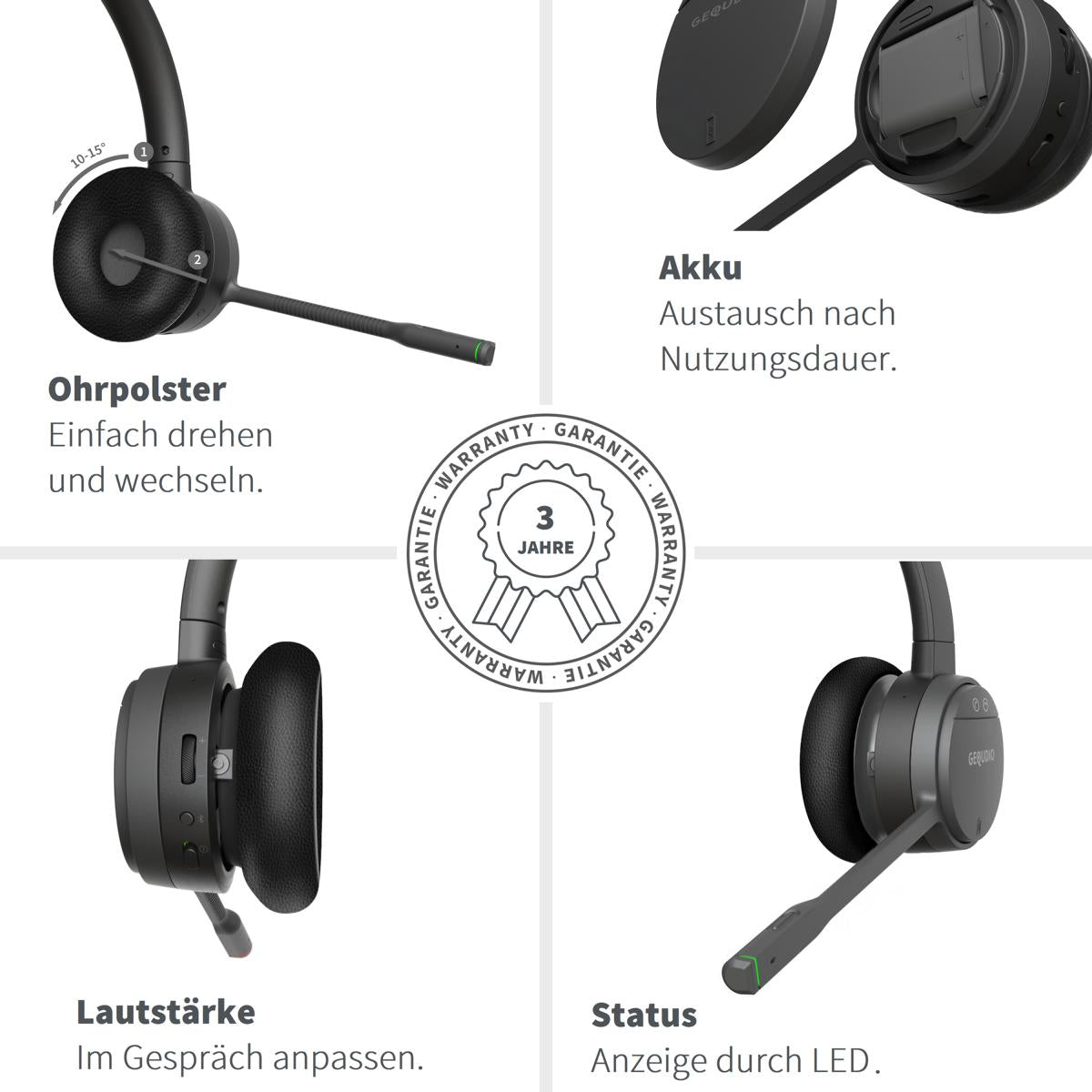 GEQUDIO GC-1 DECT Headset (1-Ohr) für FritzBox