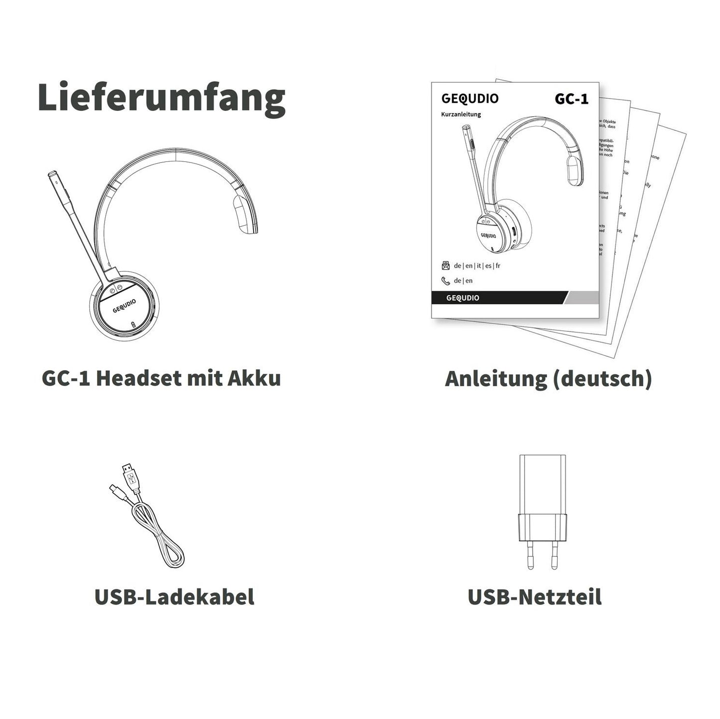 GEQUDIO GC-1 DECT Headset (1-Ohr) für FritzBox