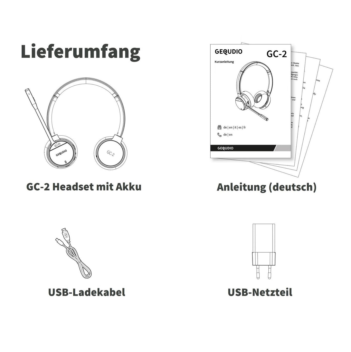 GEQUDIO GC-2 DECT Headset (2-Ohr) für FritzBox