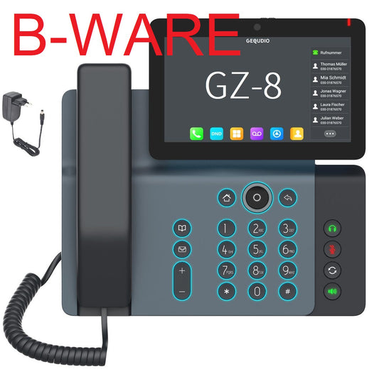 !!! B-WARE Kleine Kratzer !!! GEQUDIO High-End IP Telefon GZ-8 mit Netzteil - Fritzbox, Telekom kompatibel